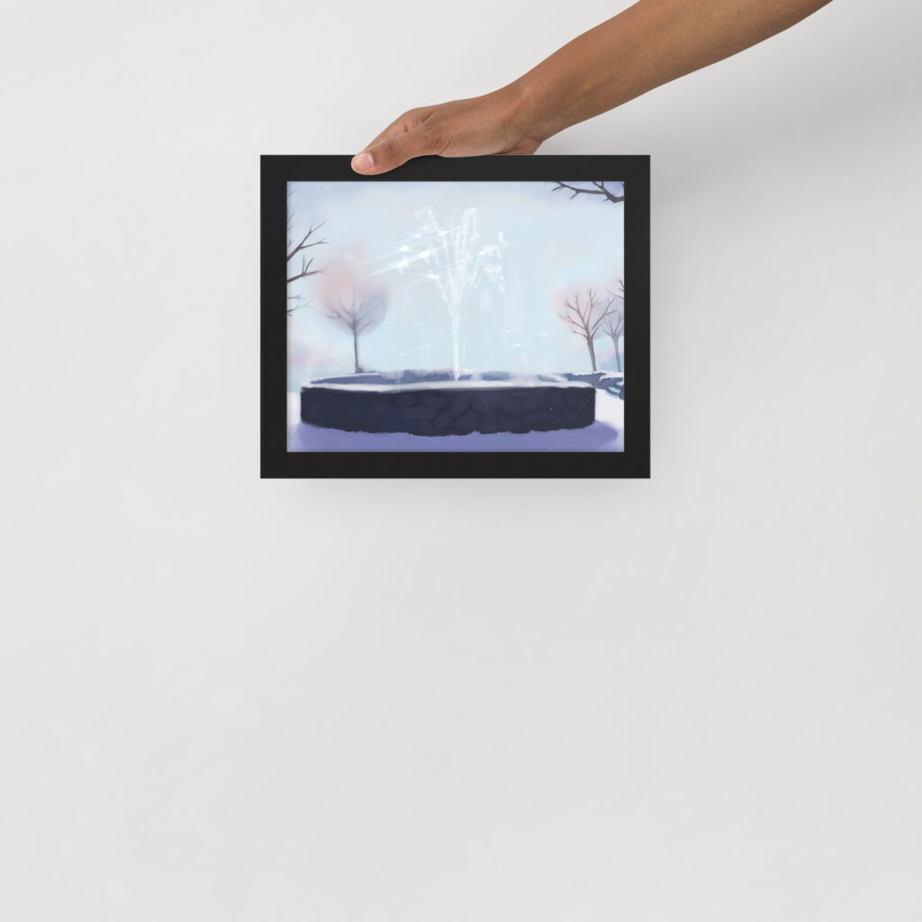 Winter Fountain - Framed poster